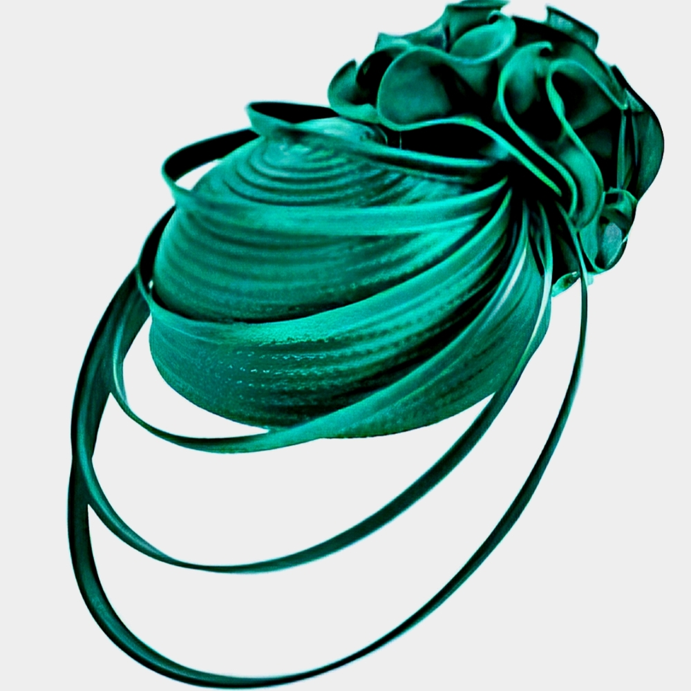 Classy Green Refined Gorgeous Unique Fascinator Caged Front Church Tea Brunch